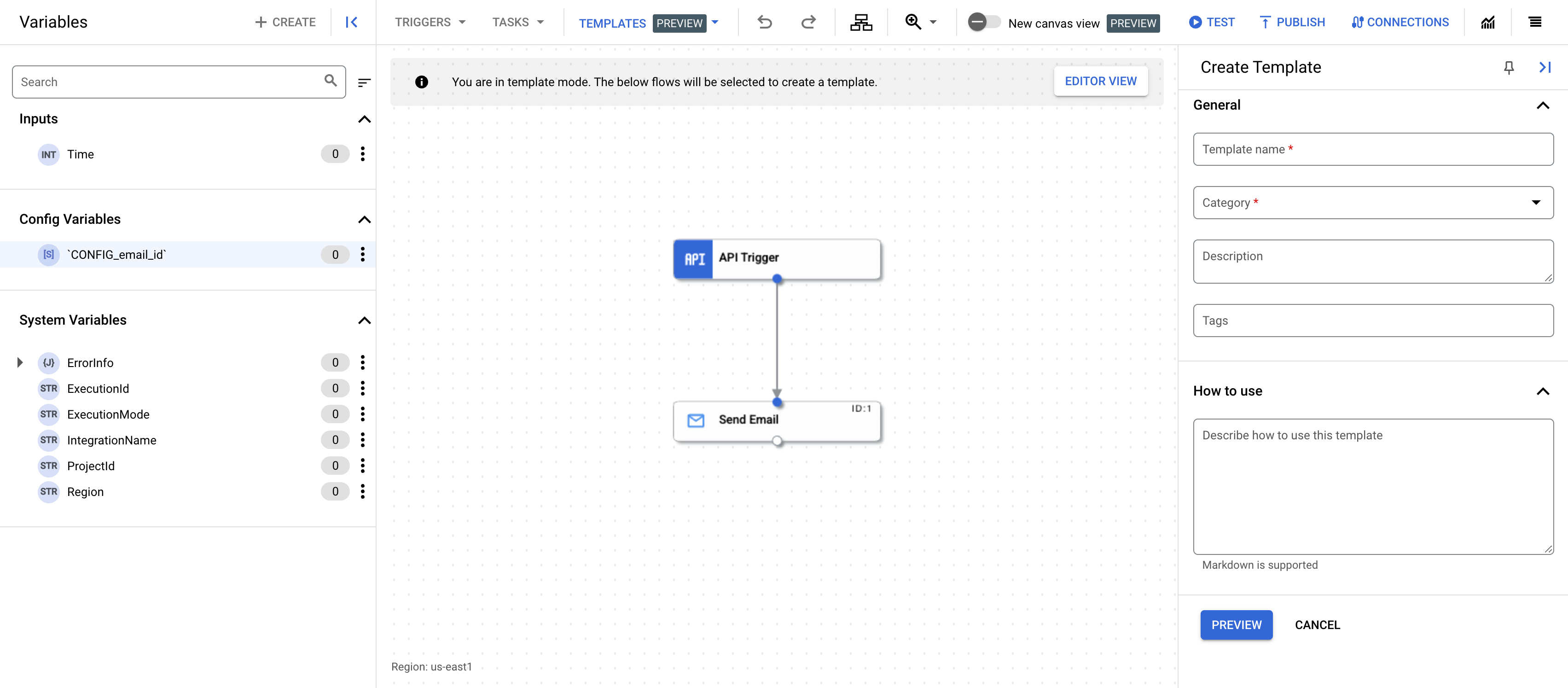 create template pane