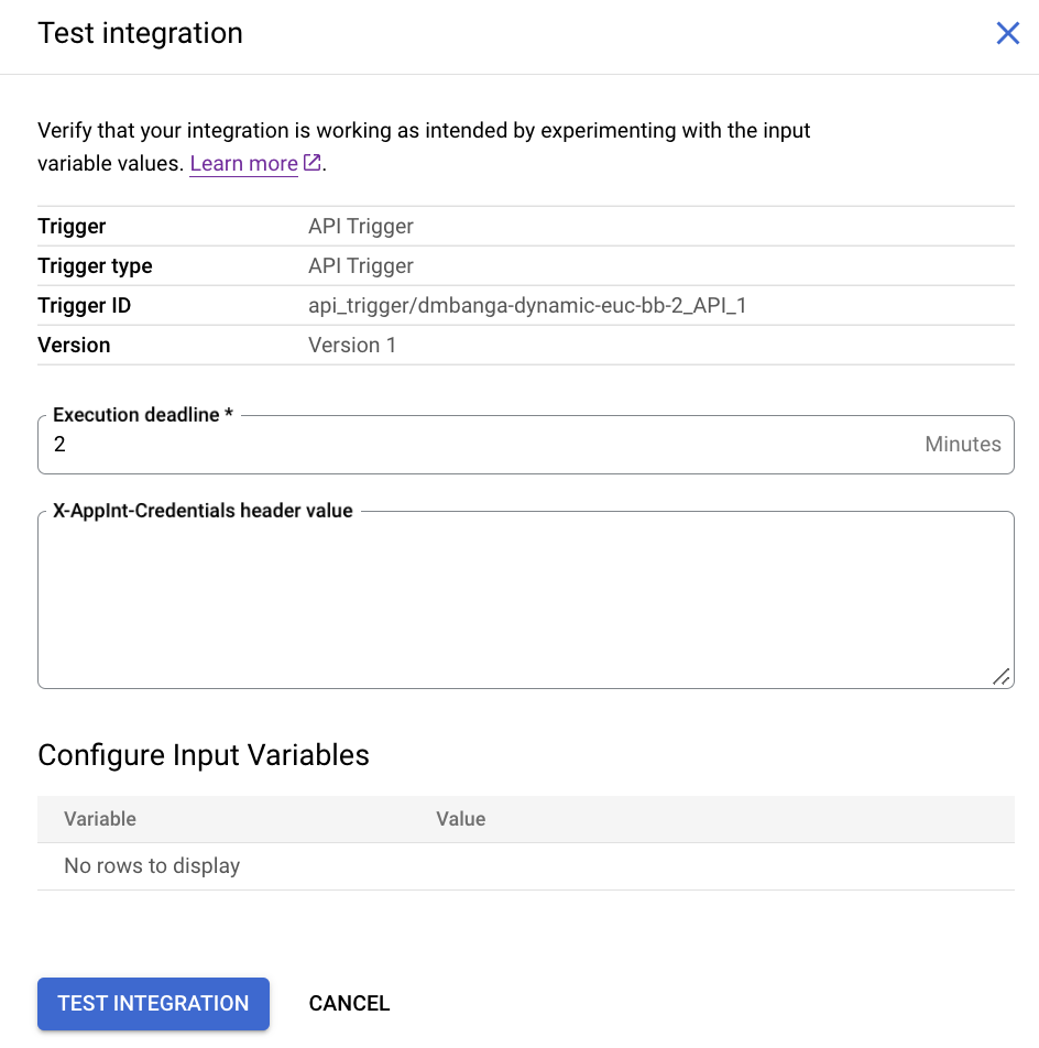 Test integration by passing the authentication as the HTTP header