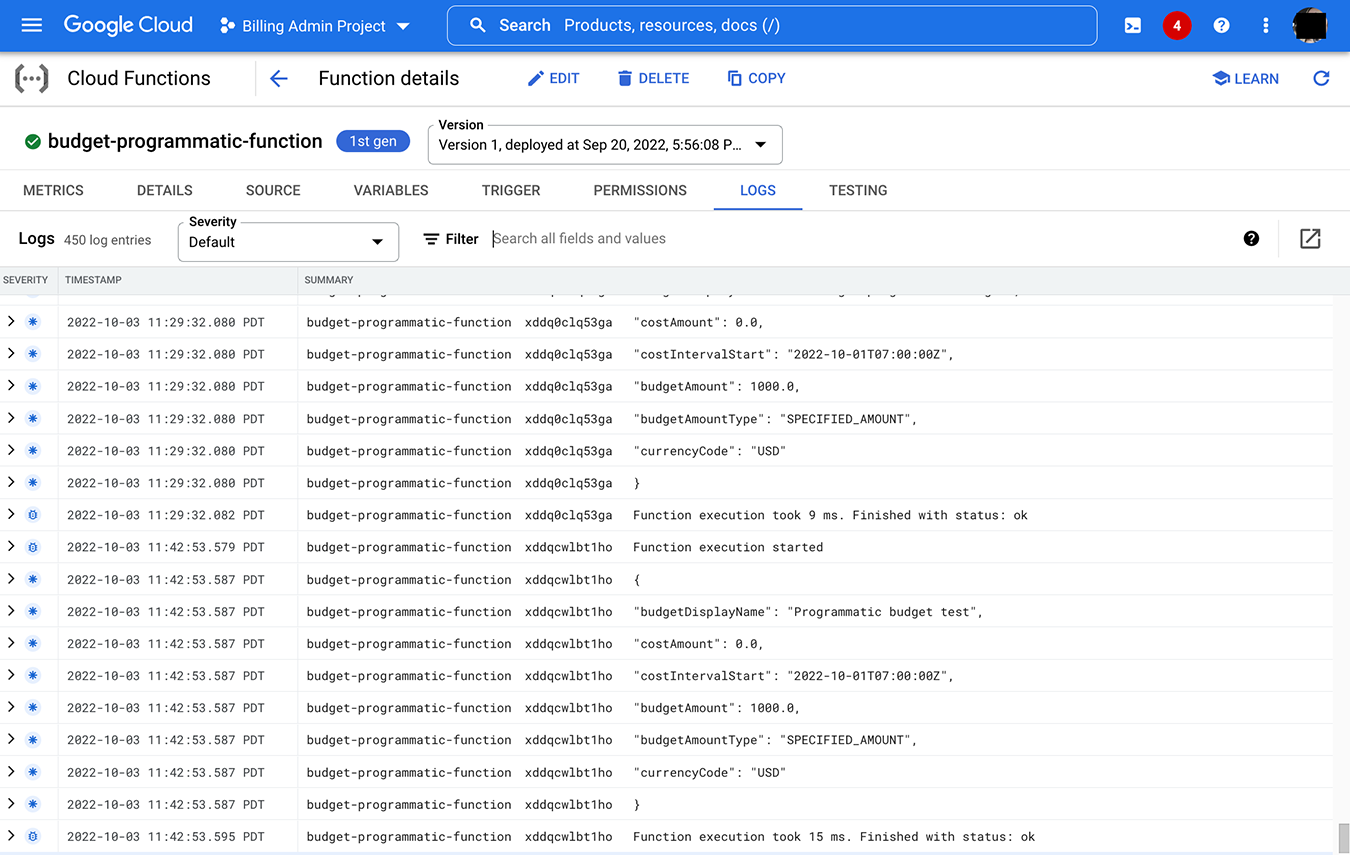 Viewing the output of Pub/Sub topics in the
  Cloud Run functions logs page.