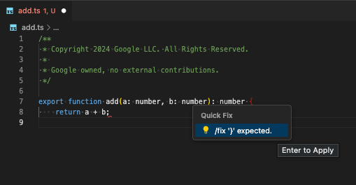 Code transformation quick fix in the IDE.