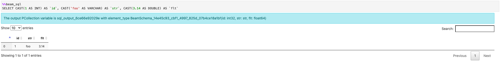 Create PCollection from constant values