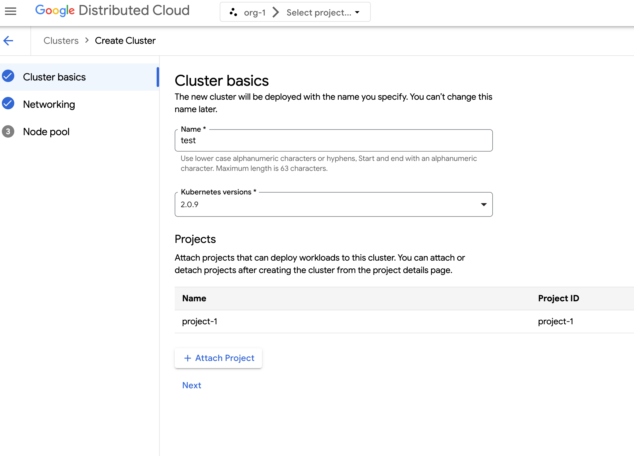 Create a cluster using the console.