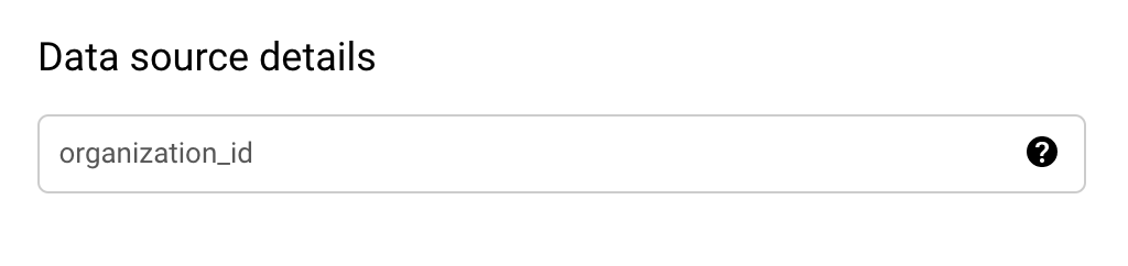 Form in the console for entering the organization ID.